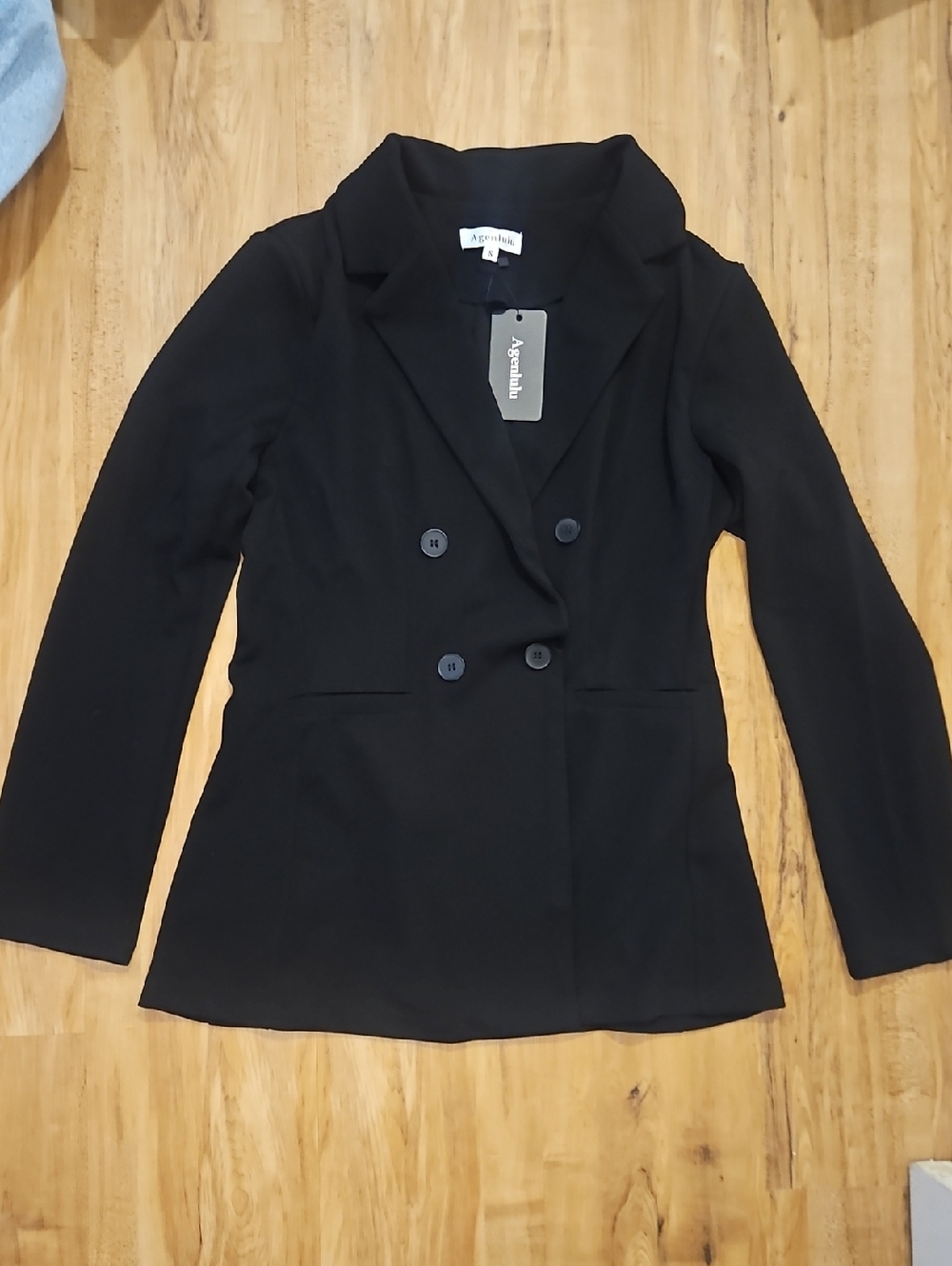 Black Double-Breasted Tailored Blazer